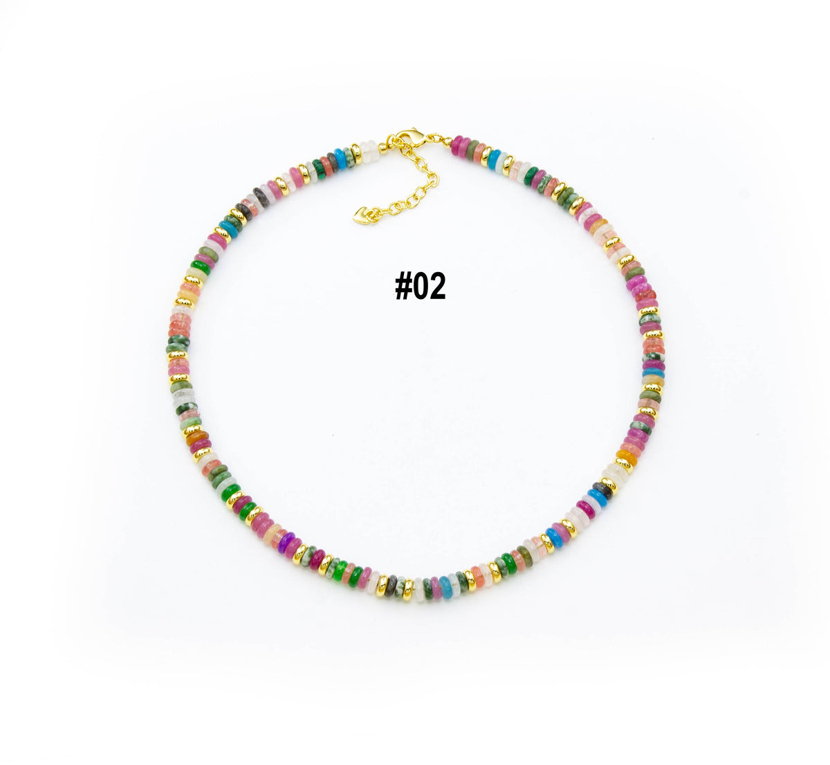Gemstone Rondelle Necklace with Moving Sardine Charm