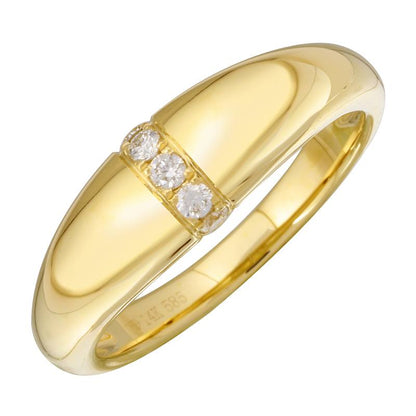 14K Gold Sculptural Dome Ring with Diamond Accents