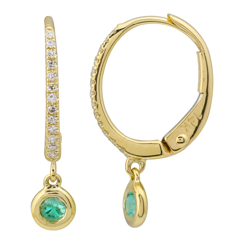 14k Yellow Gold Emerald Earrings