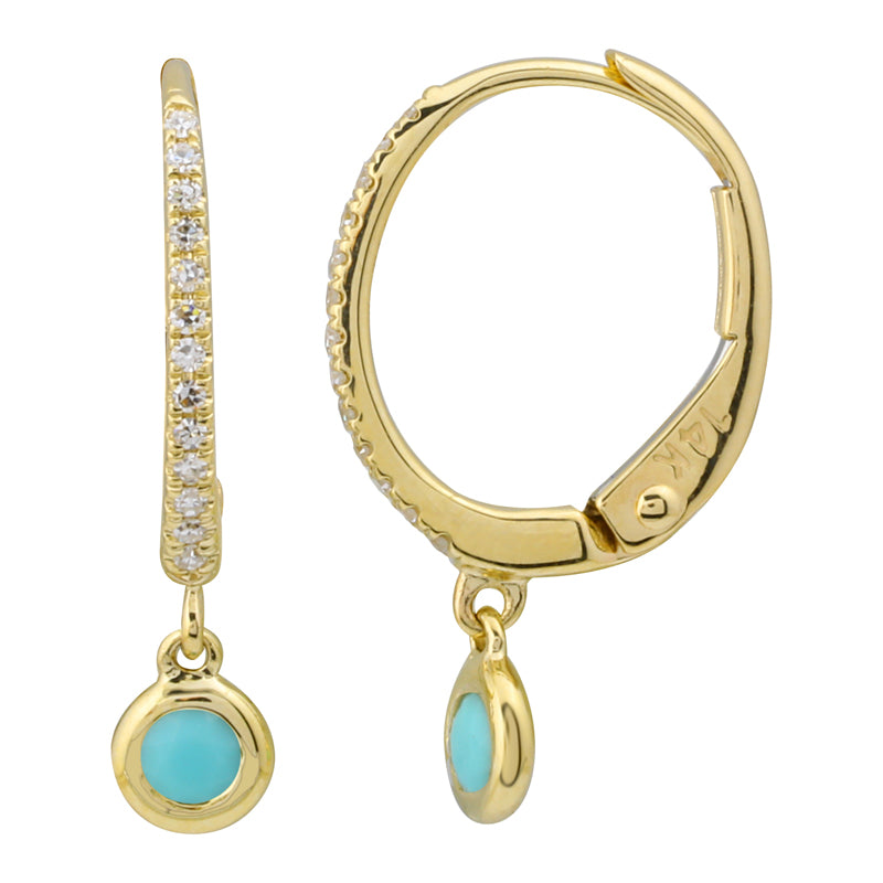 14k Yellow Gold Turquoise Earrings