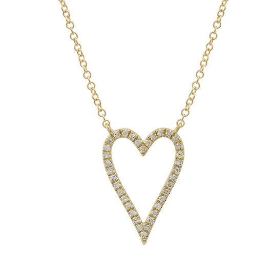 14k Yellow Gold Open Heart Diamond Necklace