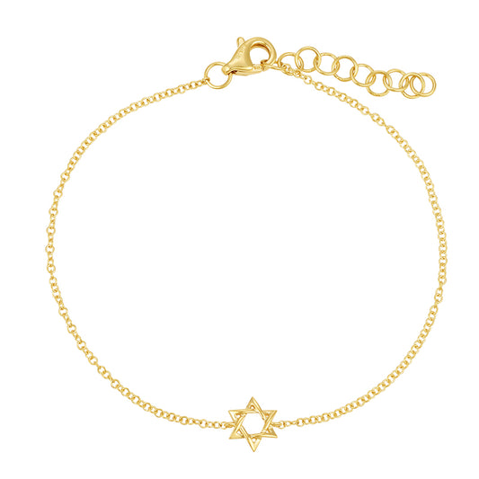 14 Yellow Gold Star of David Bracelet
