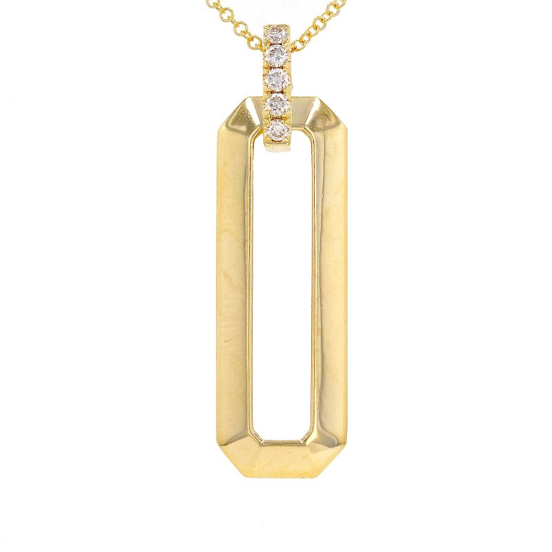 Diamond Bail Open Link Pendant Necklace in 14K Gold