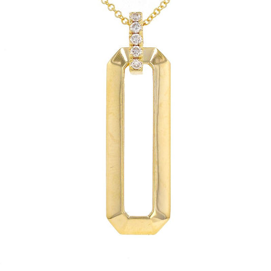 Diamond Bail Open Link Pendant Necklace in 14K Gold