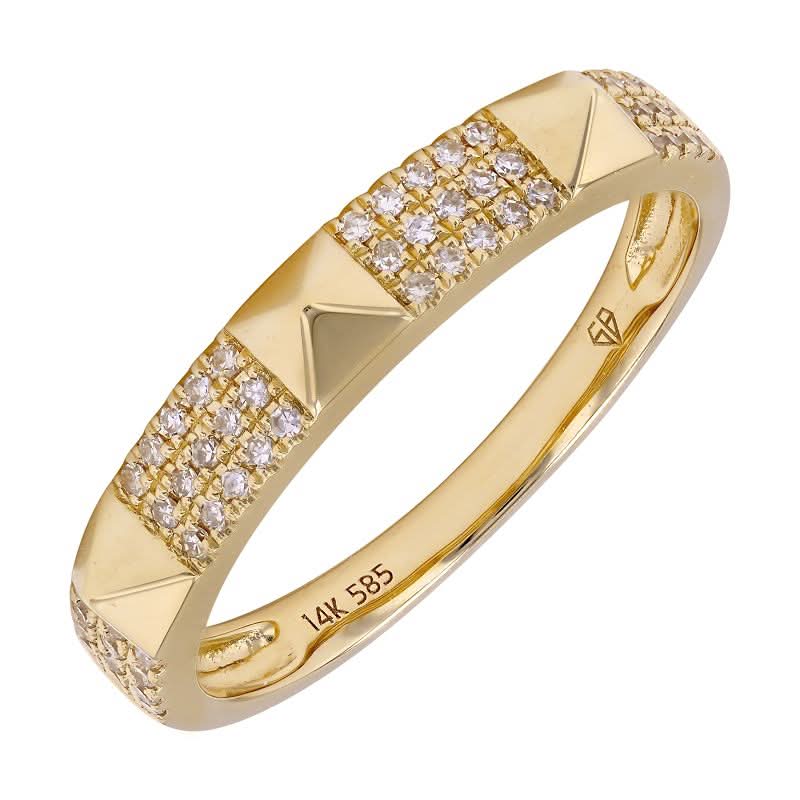 14k Yellow Gold Pyramid Diamond Ring