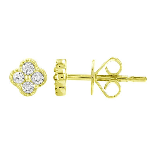 14K Diamond Clover Studs