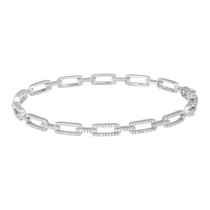 14K Diamond - Encrusted Rectangle Link Bangle - Susan Blake Jewelry