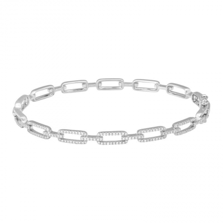 14K Diamond-Encrusted Rectangle Link Bangle, alternate view 2
