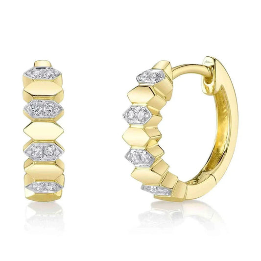 14K Diamond Hexagon Huggies