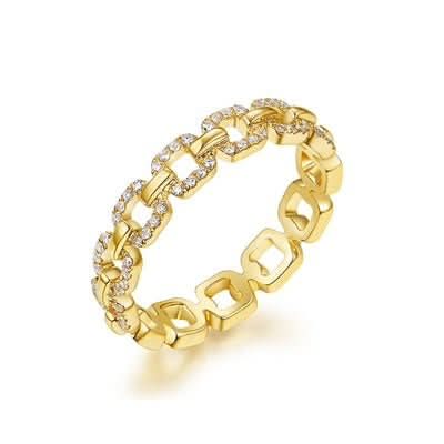 14K Diamond Link Ring