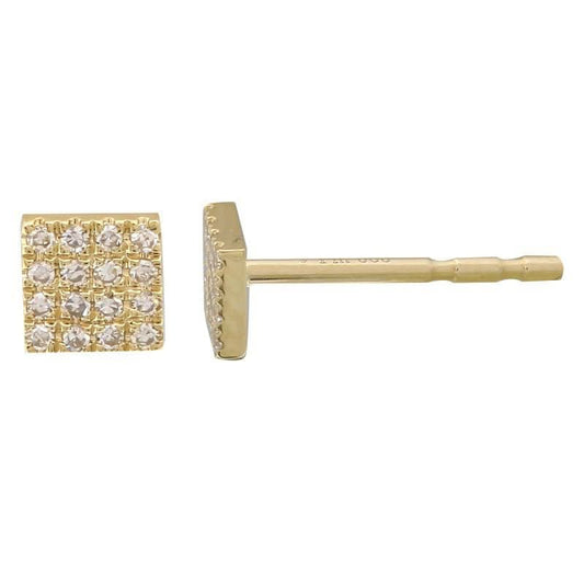 14K Diamond Square Stud Earrings