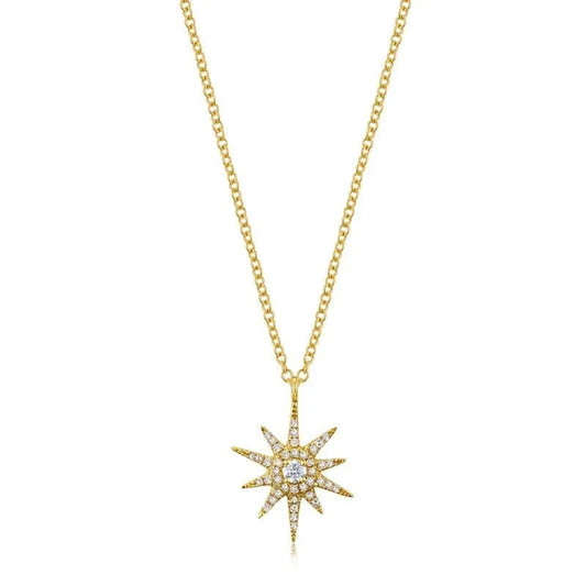 14K Diamond Starburst Necklace