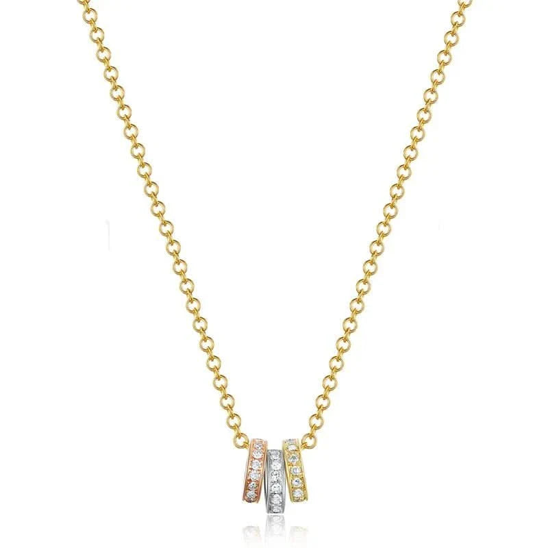 14K Diamond Trio Rolo Charm Necklace