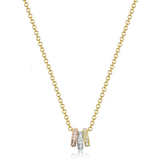 14K Diamond Trio Rolo Charm Necklace