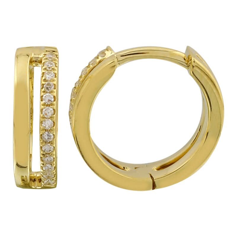 14K Dual-Row Diamond Adorned Huggie Earrings
