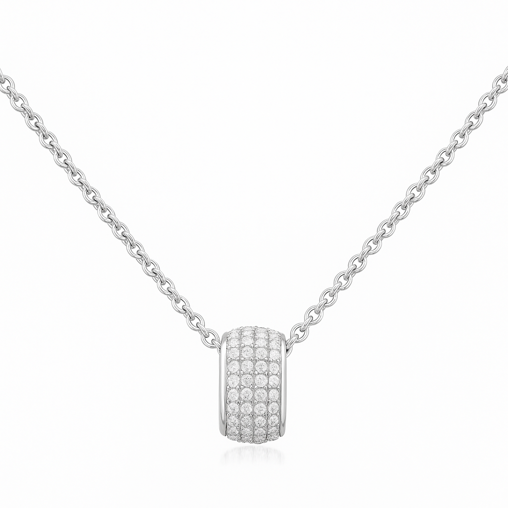 14K Gold 4-Row Pave Diamond Rondelle, alternate view 2