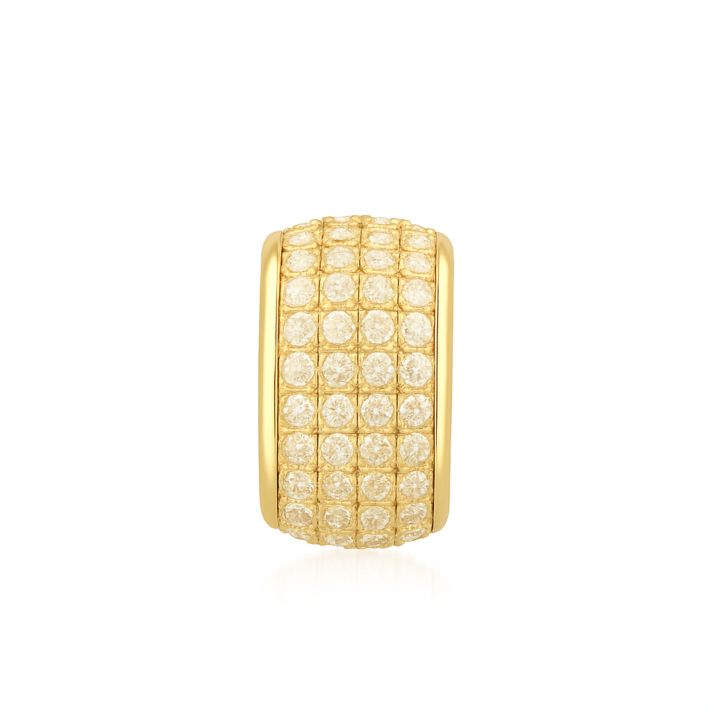 14K Gold 4-Row Pave Diamond Rondelle, alternate view 3