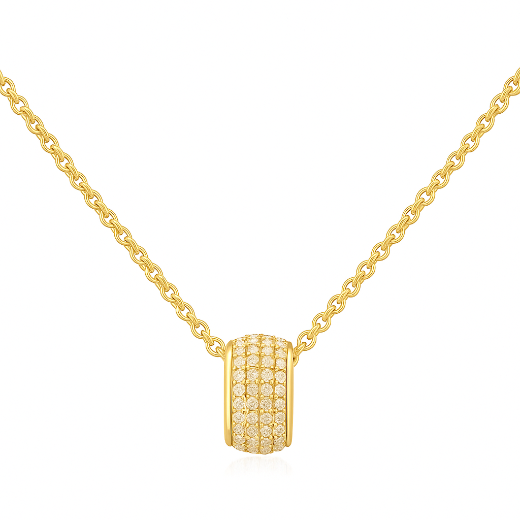 14K Gold 4-Row Pave Diamond Rondelle