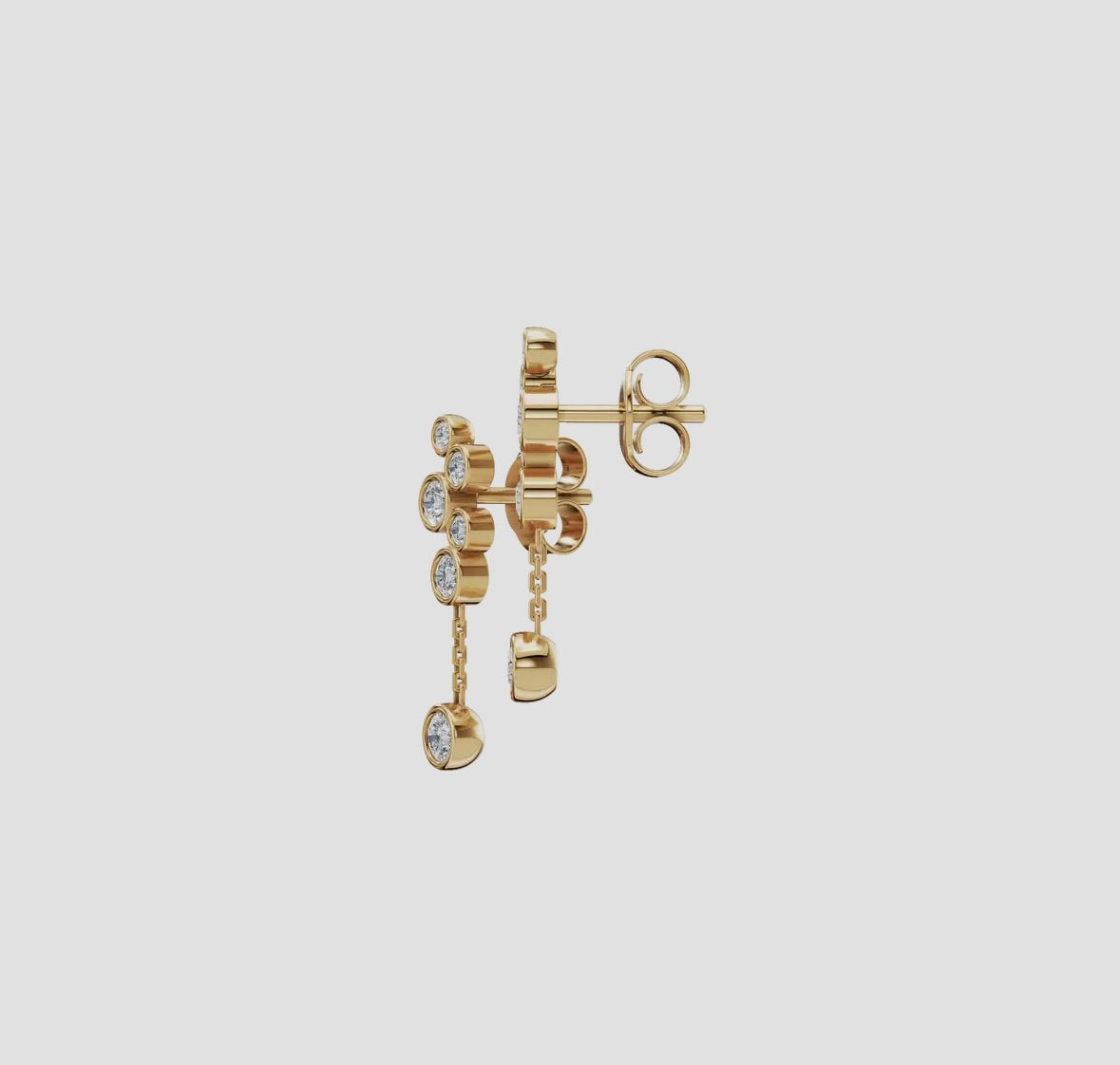 14K Gold Bezel-Set Diamond Cascade Drop Earrings (.24ctw Lab Grown), alternate view 2