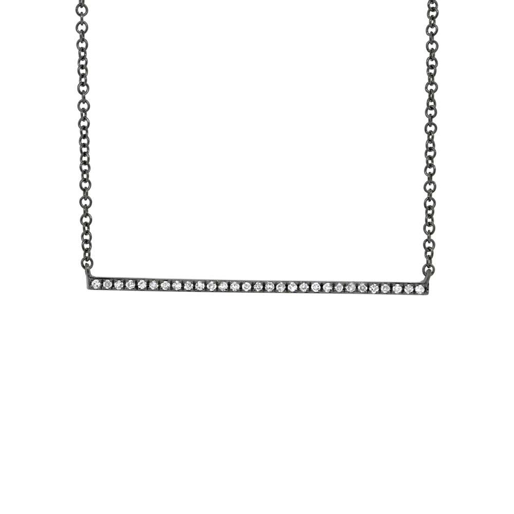 14K Gold Black Rhodium Diamond Bar Necklace