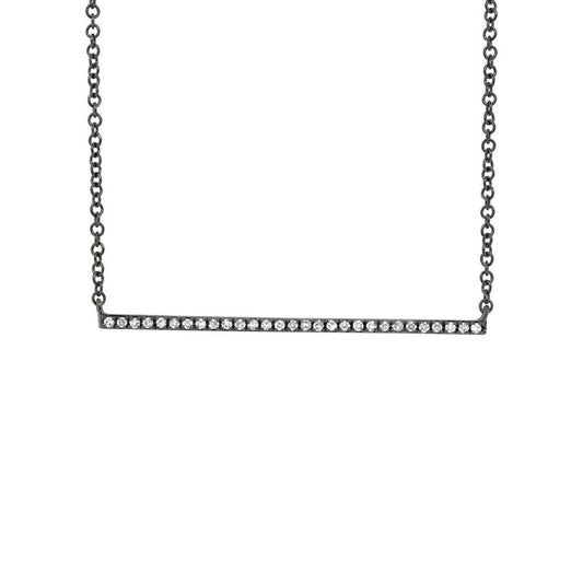 14K Gold Black Rhodium Diamond Bar Necklace