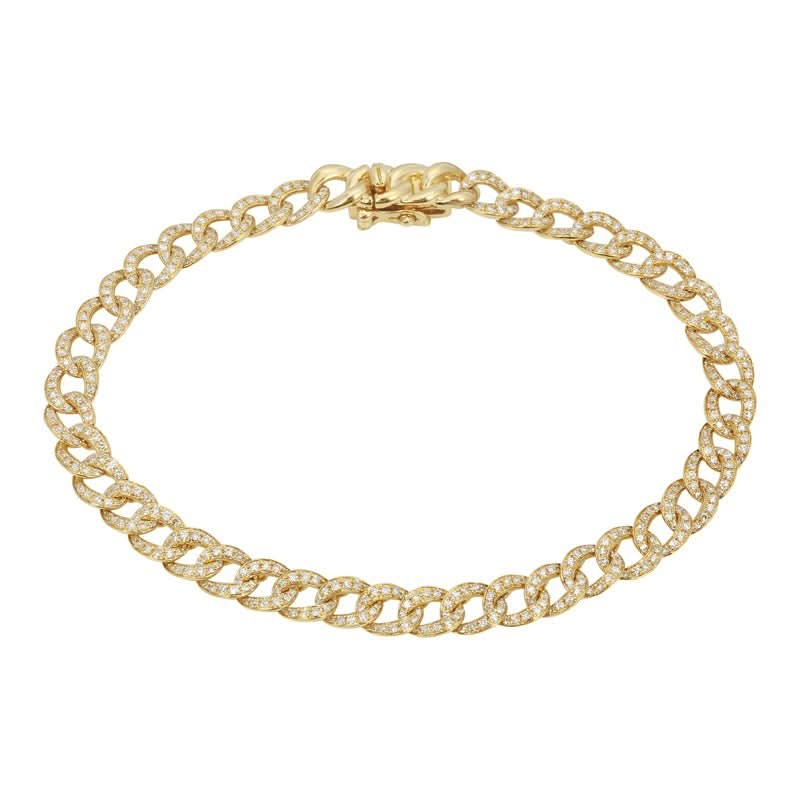14K Gold Cuban Link Diamond Bracelet, alternate view 2