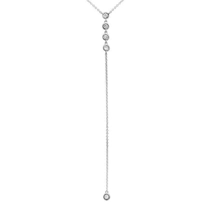 14k Gold Diamond Bezel Drop Lariat Necklace, alternate view 2