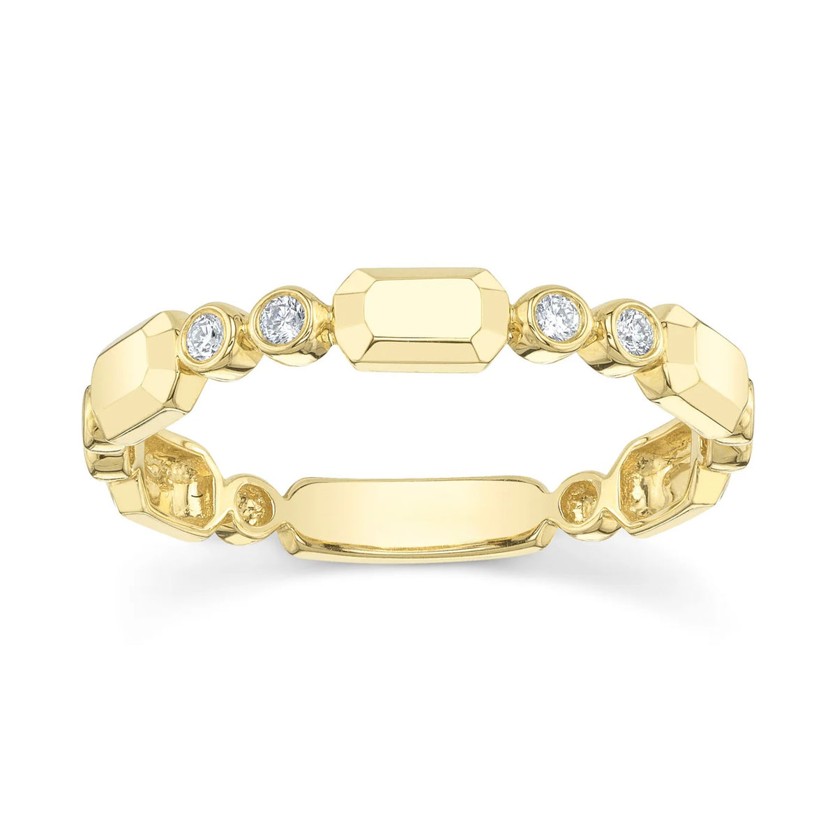 14K Gold Diamond Bezel Geo Cut Ring, alternate view 2