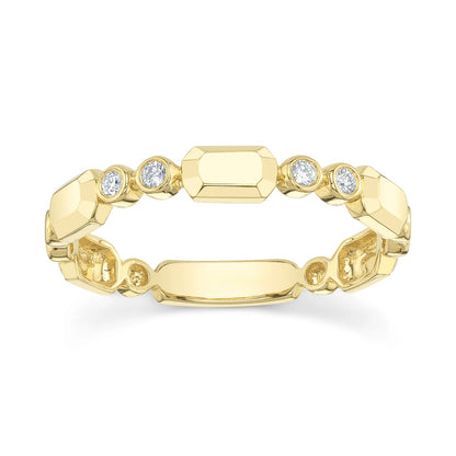 14K Gold Diamond Bezel Geo Cut Ring, alternate view 2