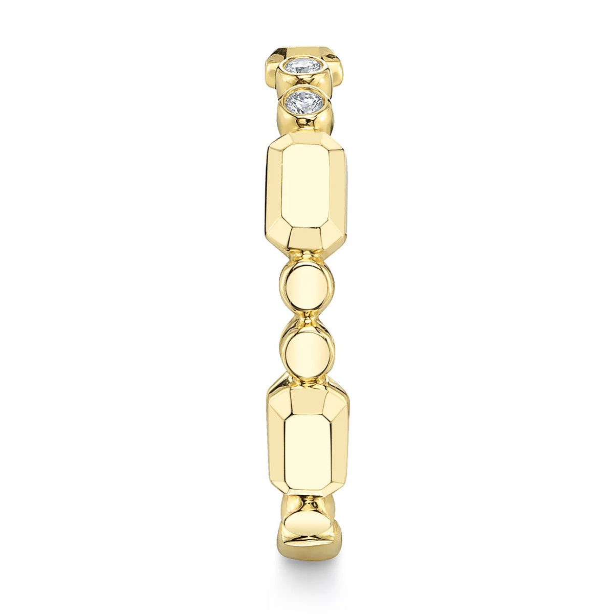 14K Gold Diamond Bezel Geo Cut Ring, alternate view 3