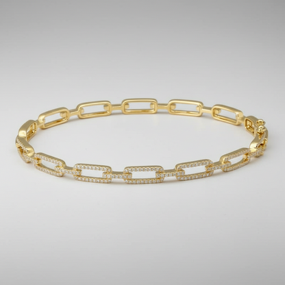 14K Gold Diamond Long Link Bangle, alternate view 4