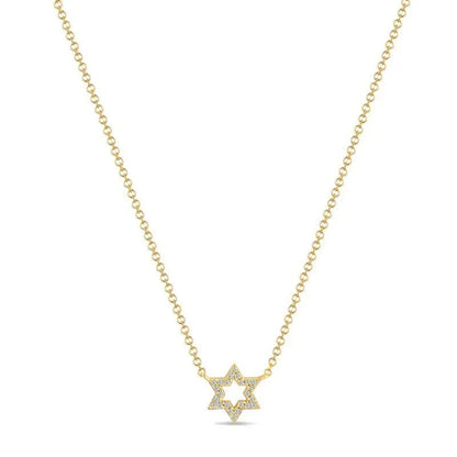 14K Gold Diamond Open Star of David Necklace, alternate view 2