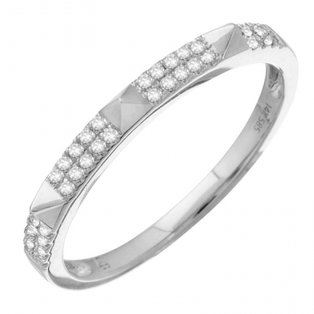 14k Gold Diamond Pyramid Ring (2mm), alternate view 2