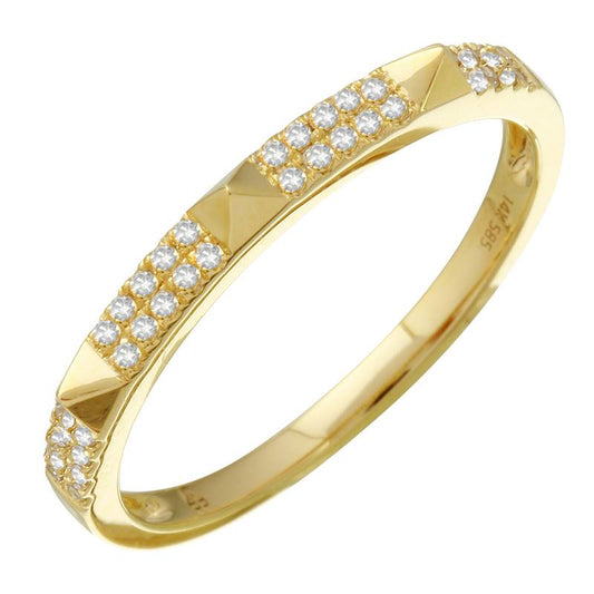 14k Gold Diamond Pyramid Ring (2mm)