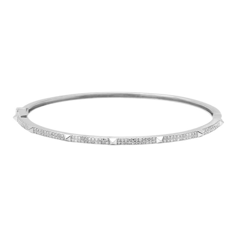 14k Gold Diamond Slim Pyramid Bangle, alternate view 3