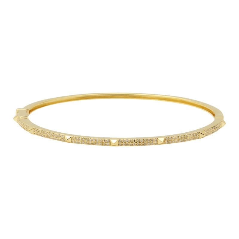 14k Gold Diamond Slim Pyramid Bangle