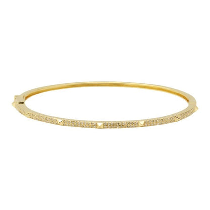 14k Gold Diamond Slim Pyramid Bangle