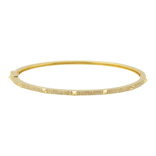 14k Gold Diamond Slim Pyramid Bangle