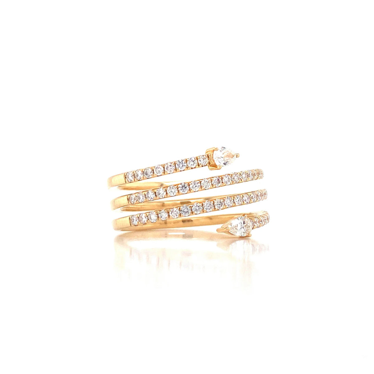 14K Gold Diamond Spiral Ring, alternate view 2