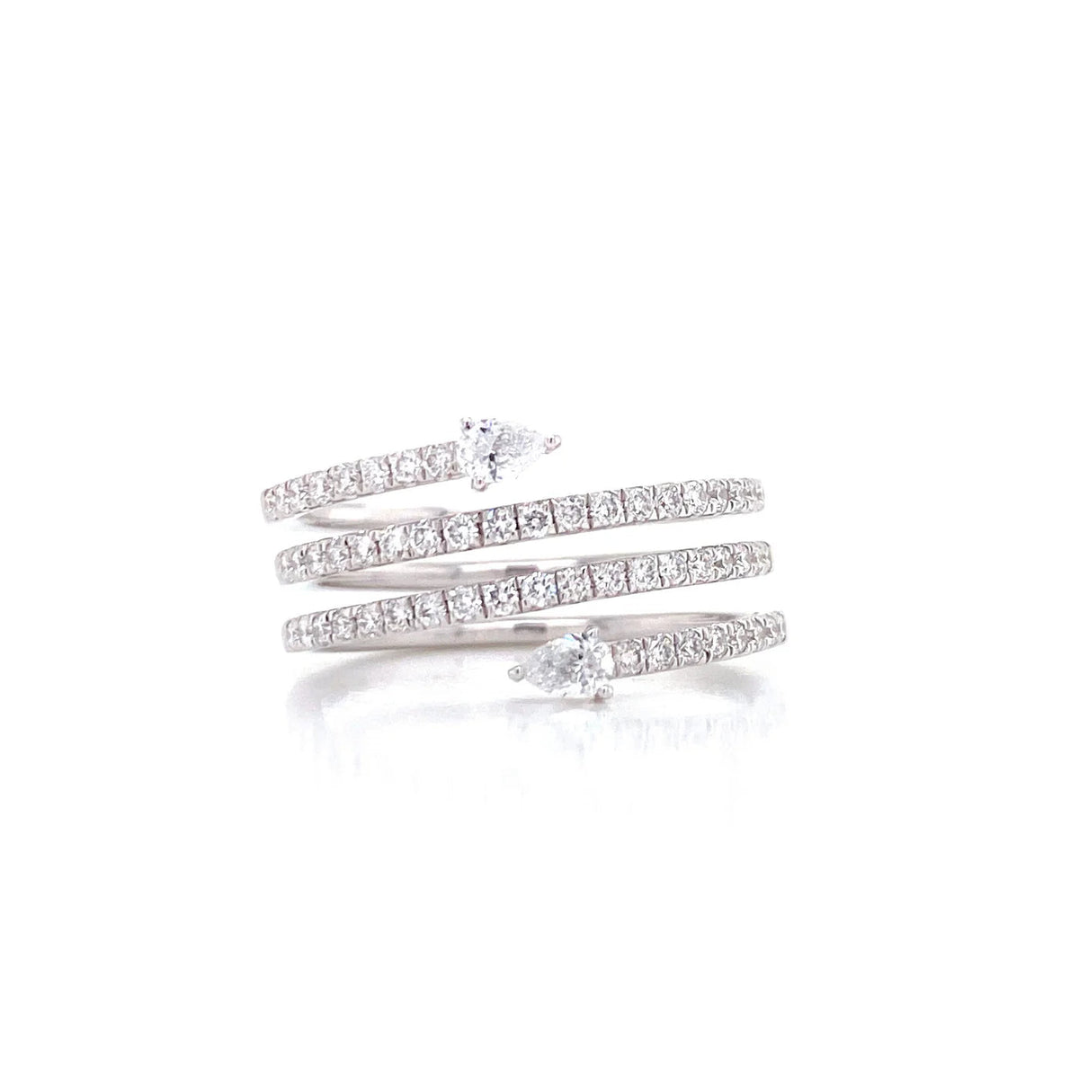 14K Gold Diamond Spiral Ring