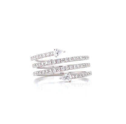 14K Gold Diamond Spiral Ring