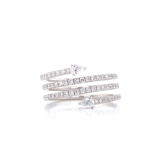 14K Gold Diamond Spiral Ring