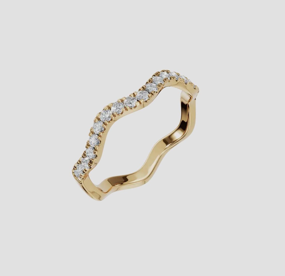 14K Gold Diamond Wave Stackable Ring 0.266ctw - Lab Grown, alternate view 3