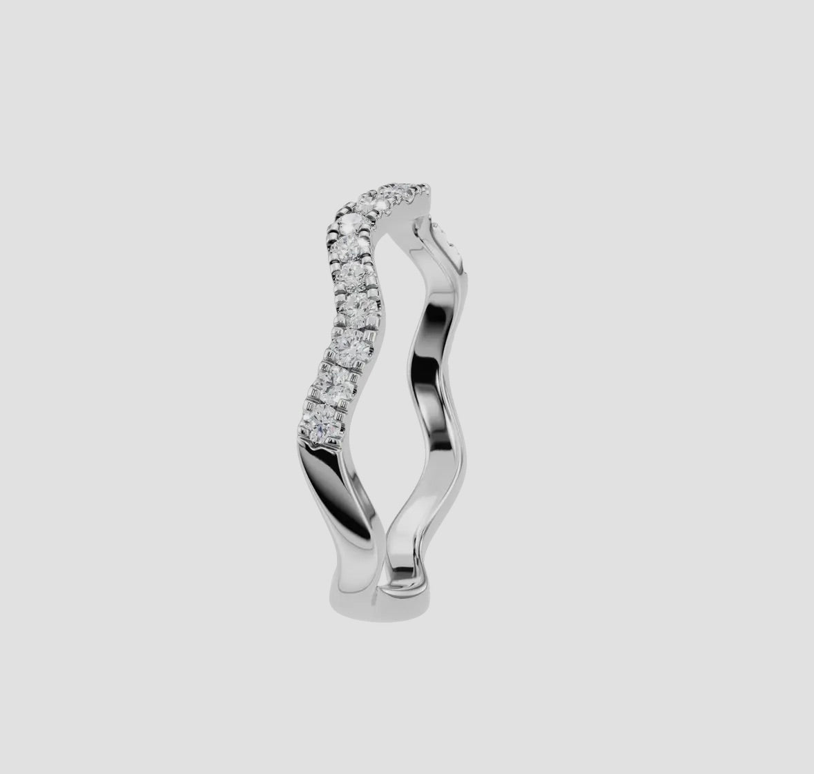 14K Gold Diamond Wave Stackable Ring 0.266ctw - Lab Grown, alternate view 6