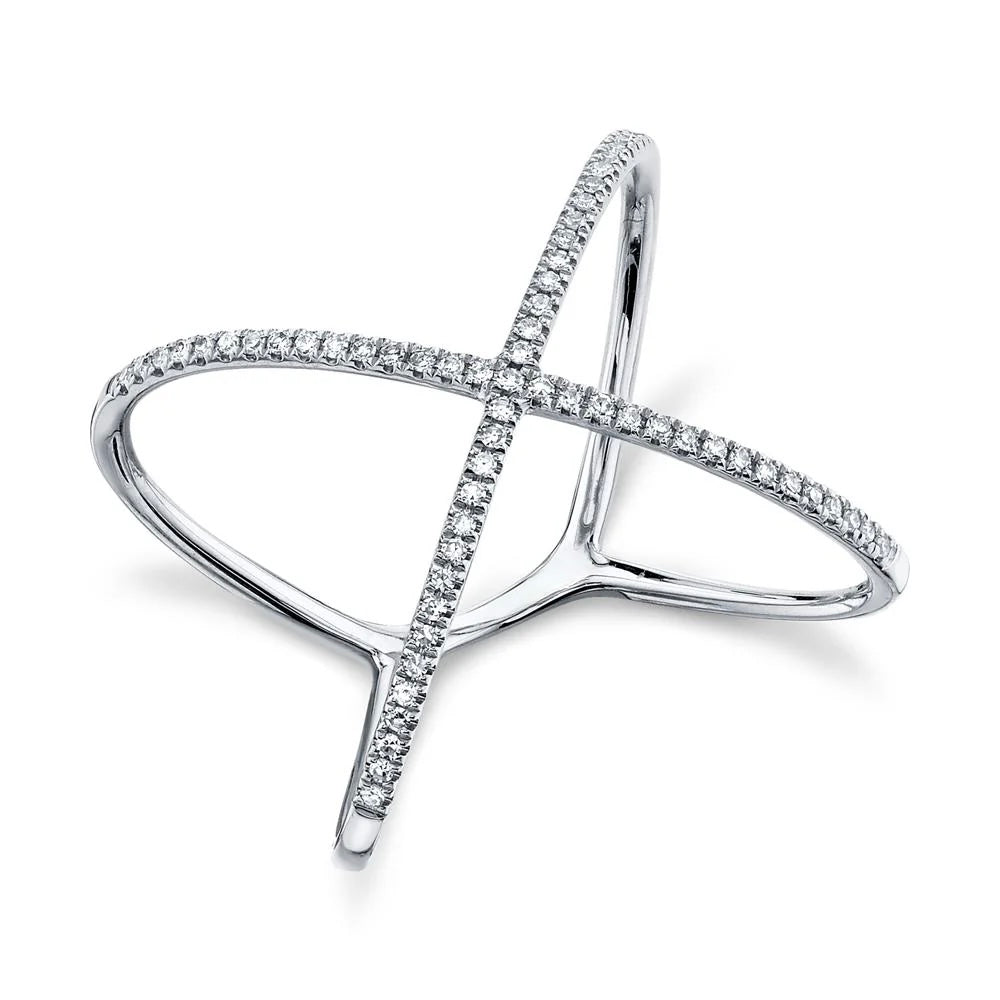 14K Gold Diamond X Ring 0.18ct, alternate view 2