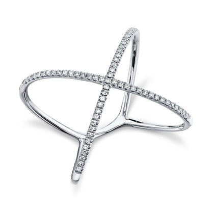 14K Gold Diamond X Ring 0.18ct, alternate view 2