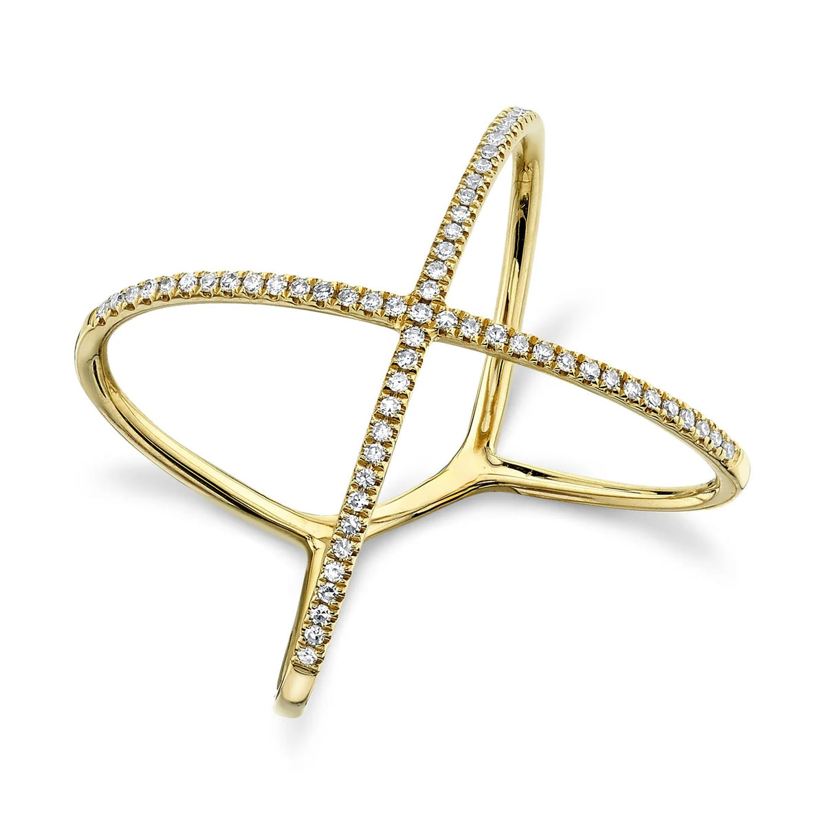 14K Gold Diamond X Ring 0.18ct, alternate view 3