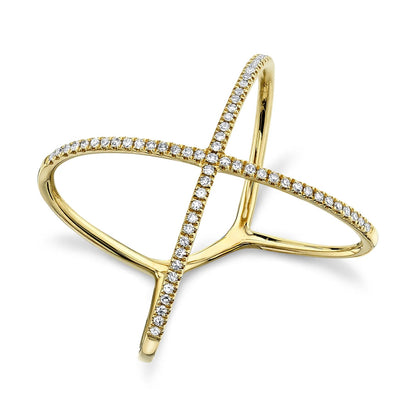 14K Gold Diamond X Ring 0.18ct, alternate view 3