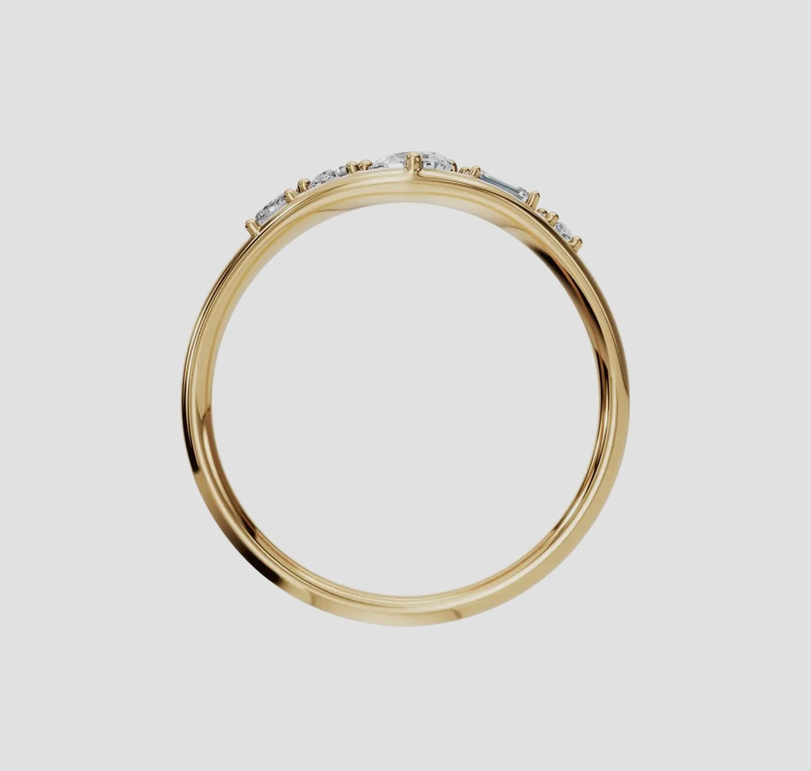 14K Gold Dome Multi-Shape Diamond Ring (.32ctw Lab Grown), alternate view 4
