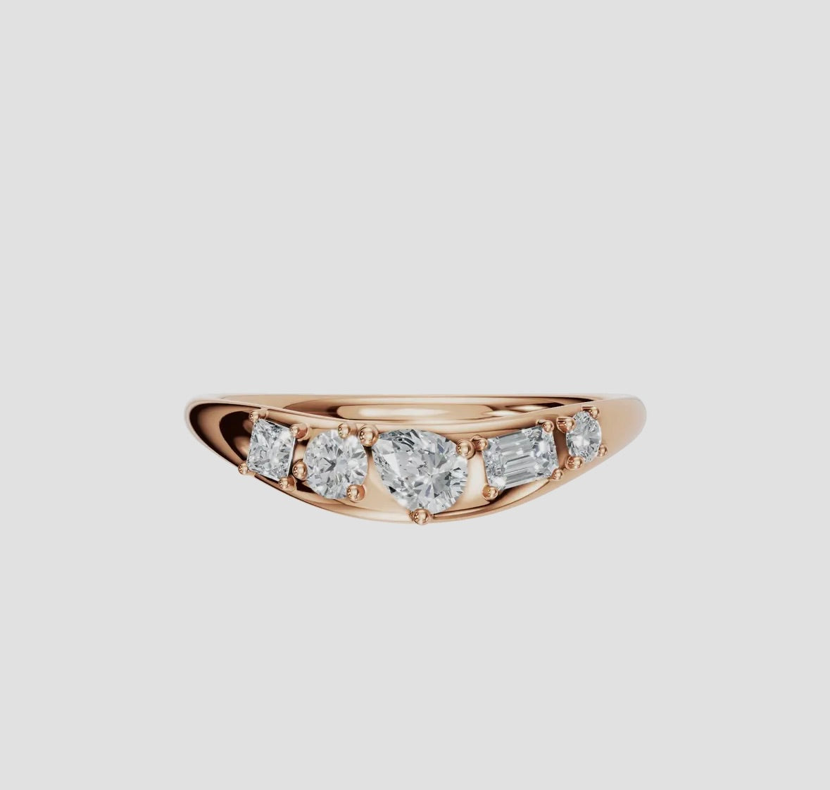 14K Gold Dome Multi-Shape Diamond Ring (.32ctw Lab Grown), alternate view 9